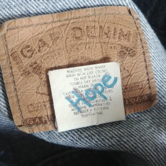 Vintage Gap cropped bracelet sleeve 100% cotton blue denim jean jacket Medium - Picture 7 of 16